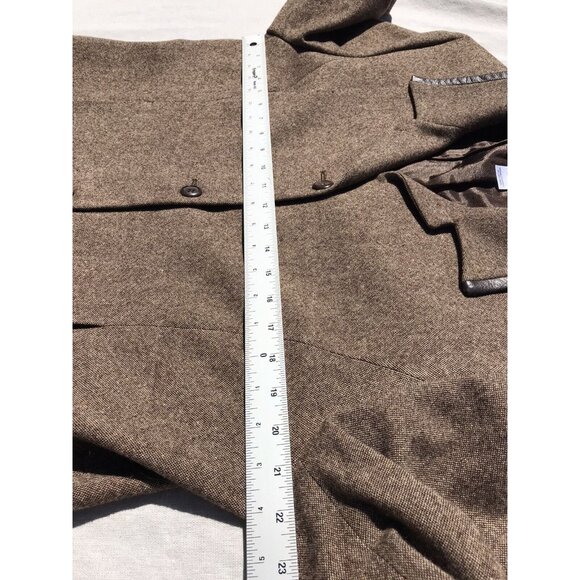 Vtg Wool Pendleton Brown HTF Suit Jacket Blazer Women’s 18 L Xl Leather Trim Mod - Picture 14 of 16